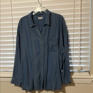 Westbound Woman - plus size denim Blue Button-Up Shirt tencel material
